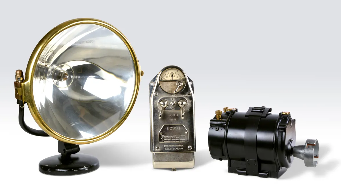 „Bosch-Licht“ mit Generator, Scheinwerfer und Reglerschalter