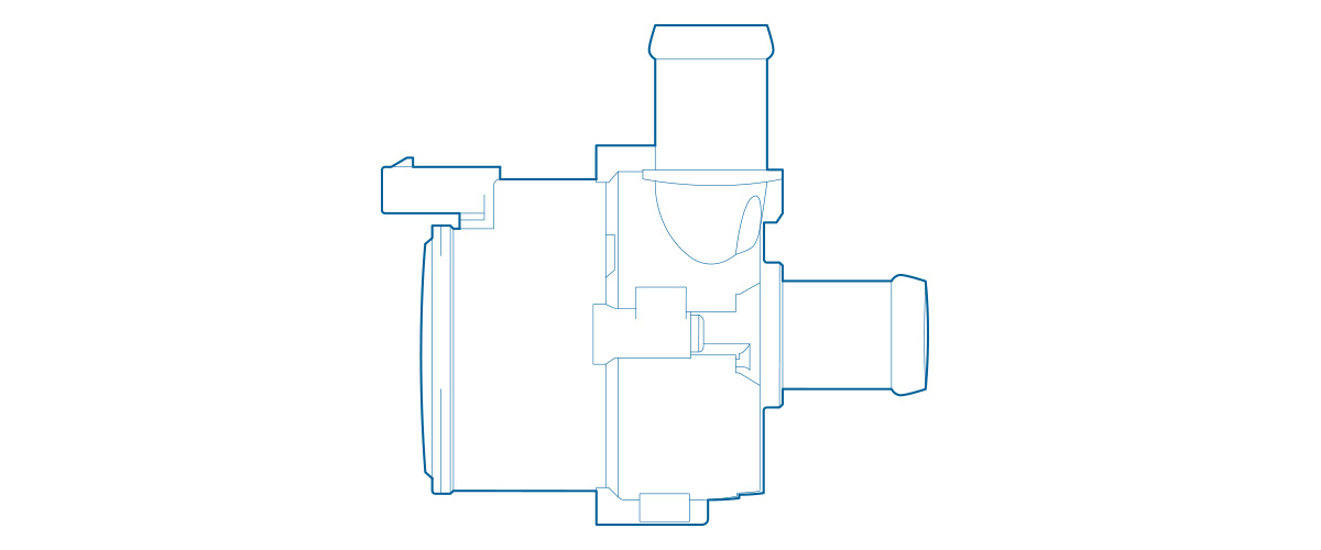 Detailed view of PAD2 electric coolant pump